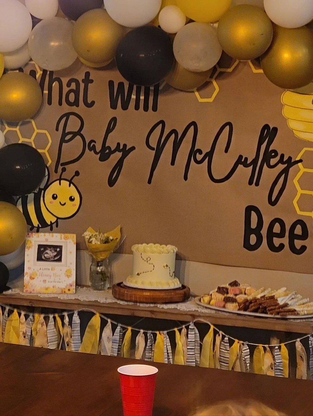 Yellow, Black & White Bee-Themed Party Garland